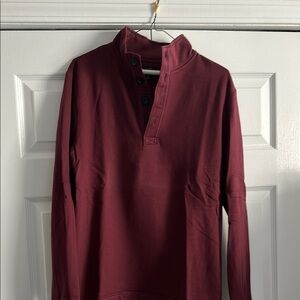 Burgundy Long Sleeve Henley Shirt